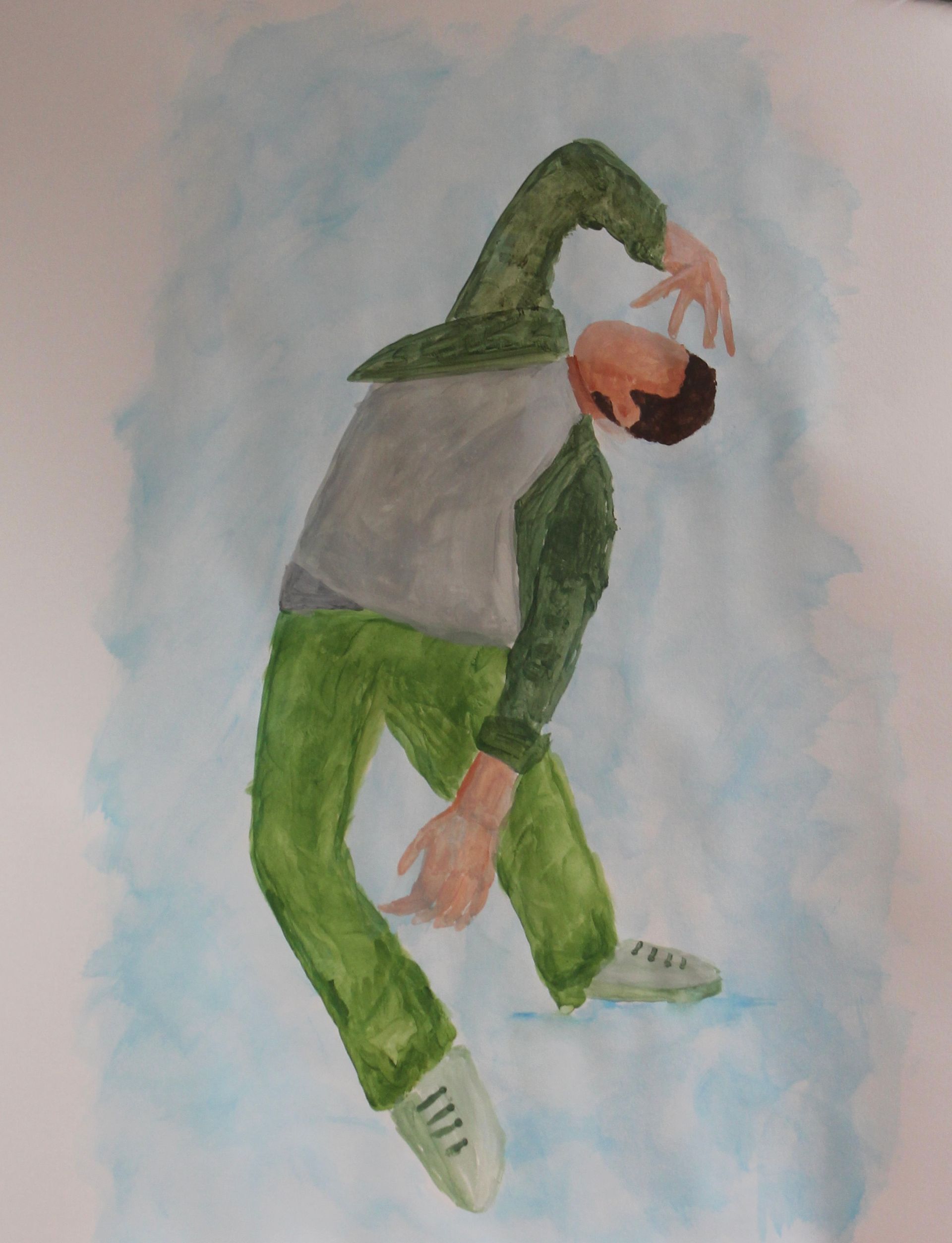schilderij van een man die aan breakdancing doet