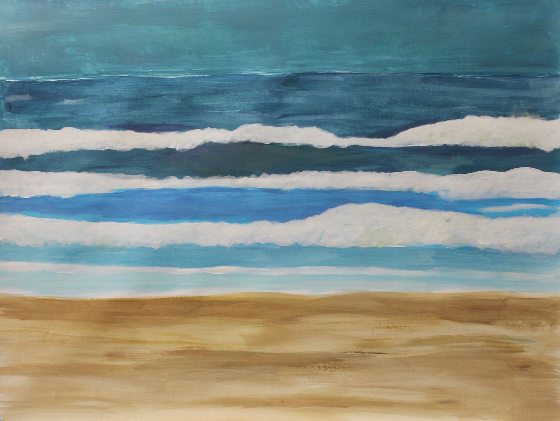 Schilderij van de zee met acrylverf