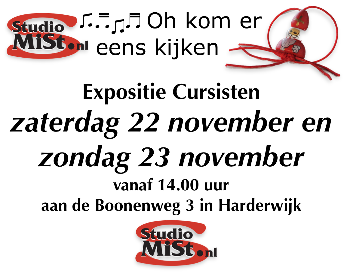 Expositie van de najaarscursus bij Studio MiSt in Harderwijk