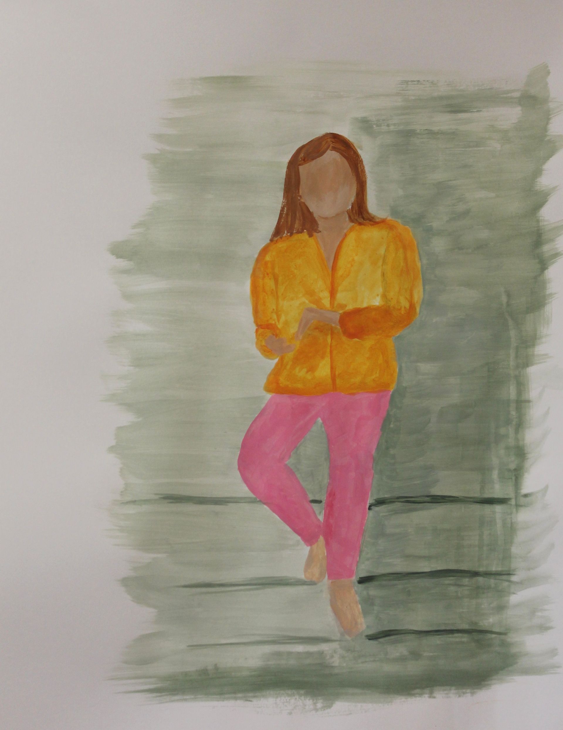 schilderij van een figuur die staat te appen