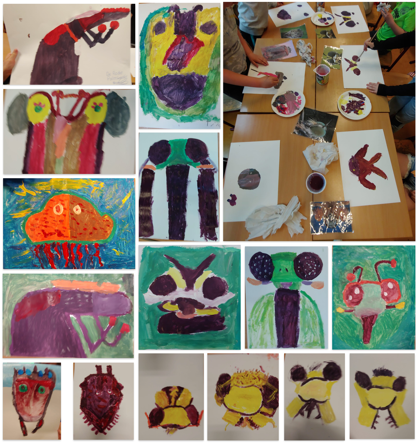 insectenkopjes schilderen voor de middenbouw op de basisschool