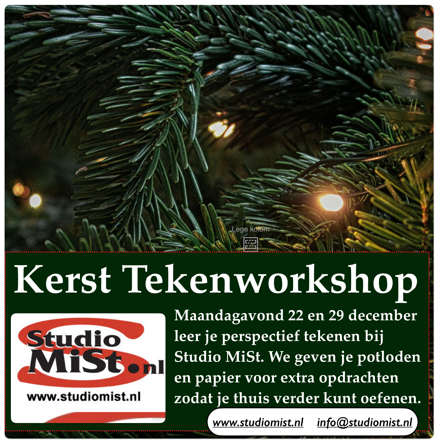leren tekenen met perspectief in de kerstvakantie