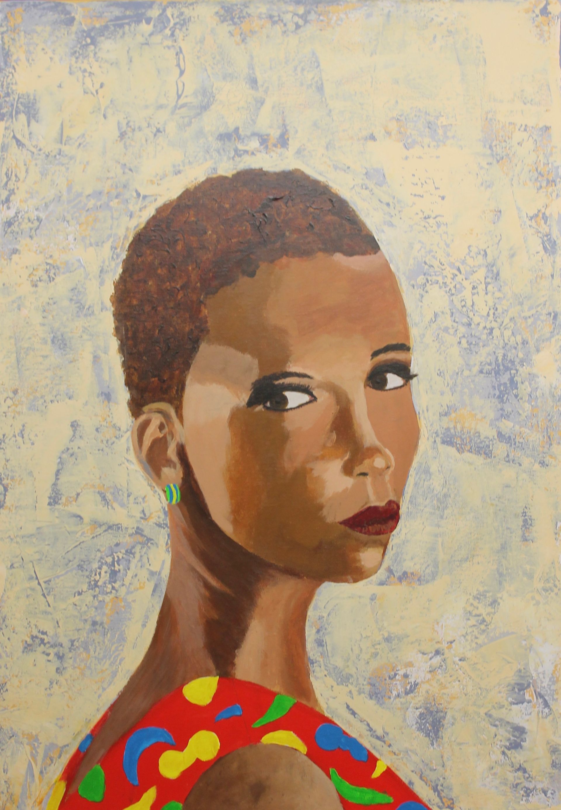 Portret van dame met acrylverf