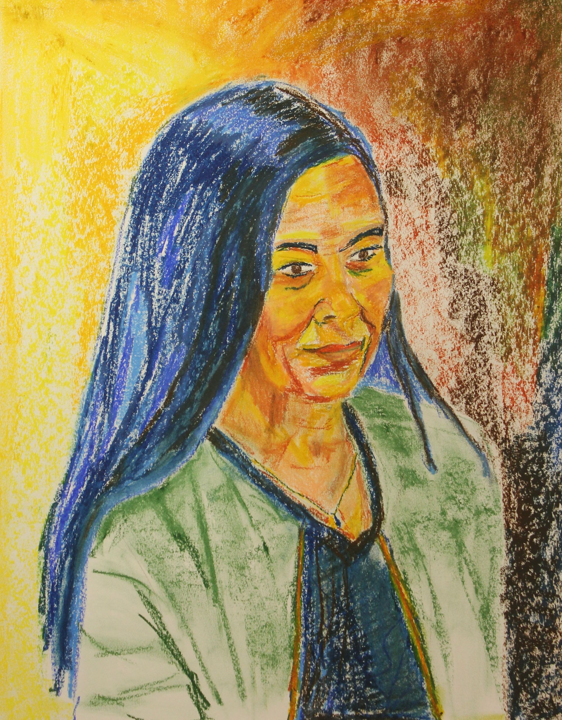 portret met oliepastel