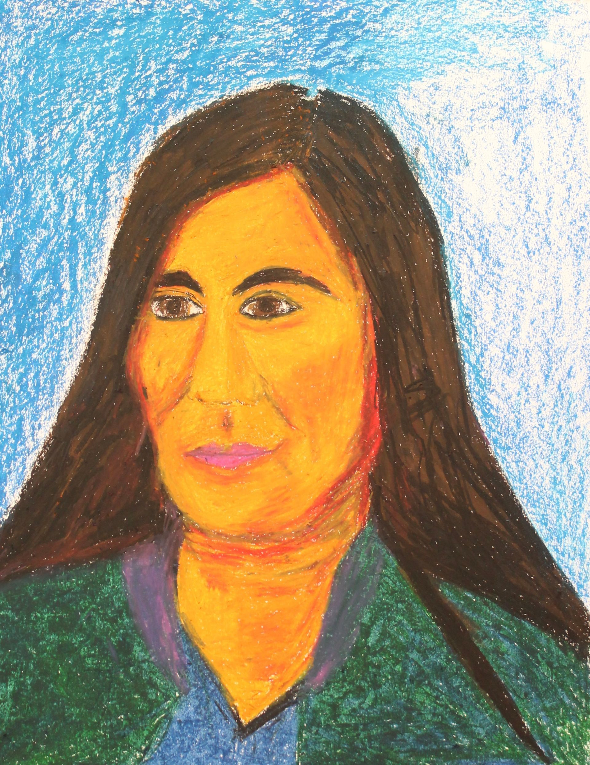 portret met oliepastel