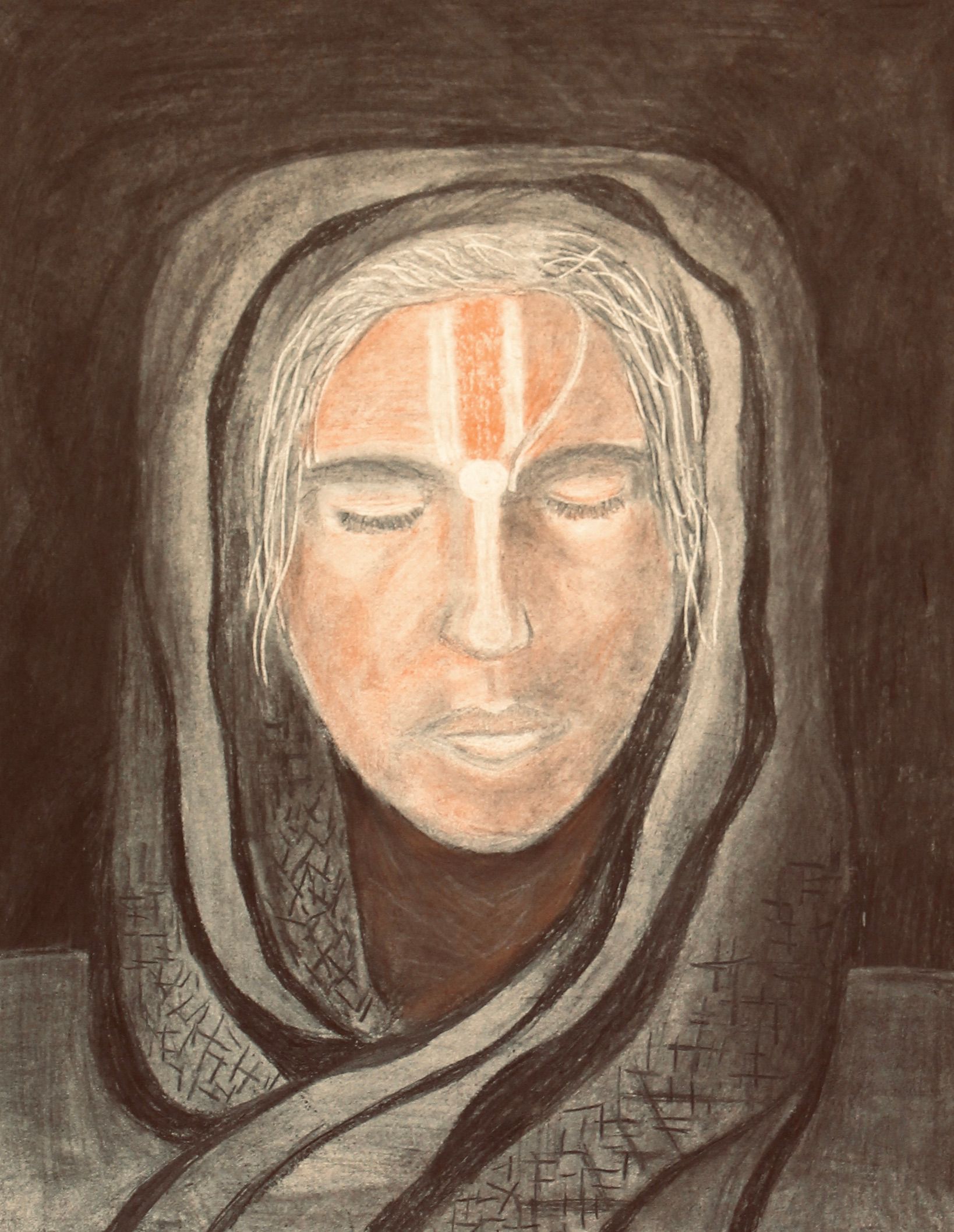 Portret schilderij met houtskool