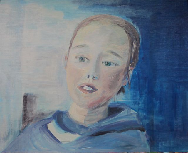 Schilderij van een jong meisje geschilderd door een deelnemer bij Studio MiSt in Harderwijk