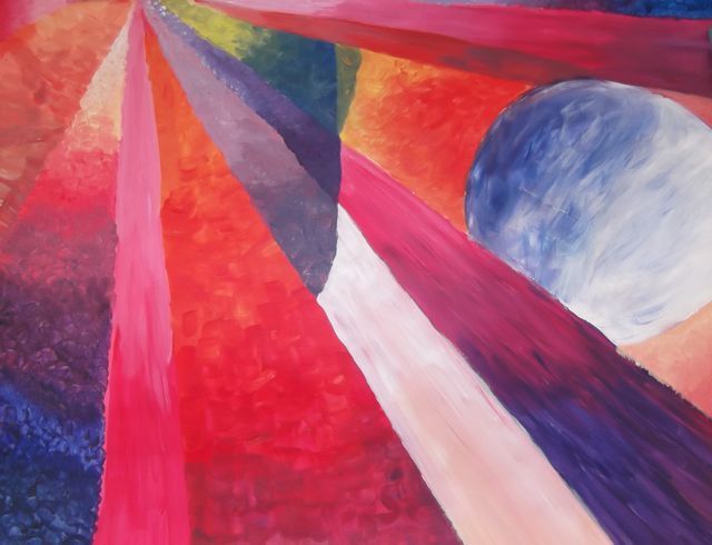 Abstract schilderij geschilderd door een deelnemer bij Studio MiSt in Harderwijk