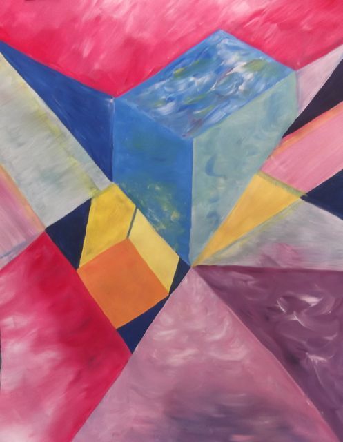 Abstract schilderij geschilderd door een deelnemer bij Studio MiSt in Harderwijk