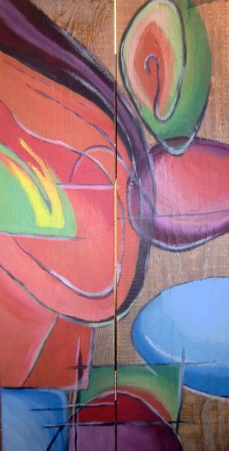 Abstract schilderij geschilderd door een deelnemer bij Studio MiSt in Harderwijk