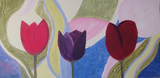 Schilderij van tulpen geschilderd door een deelnemer bij Studio MiSt in Harderwijk