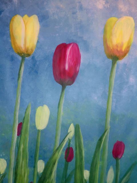 tulpen schilderen met acrylverf