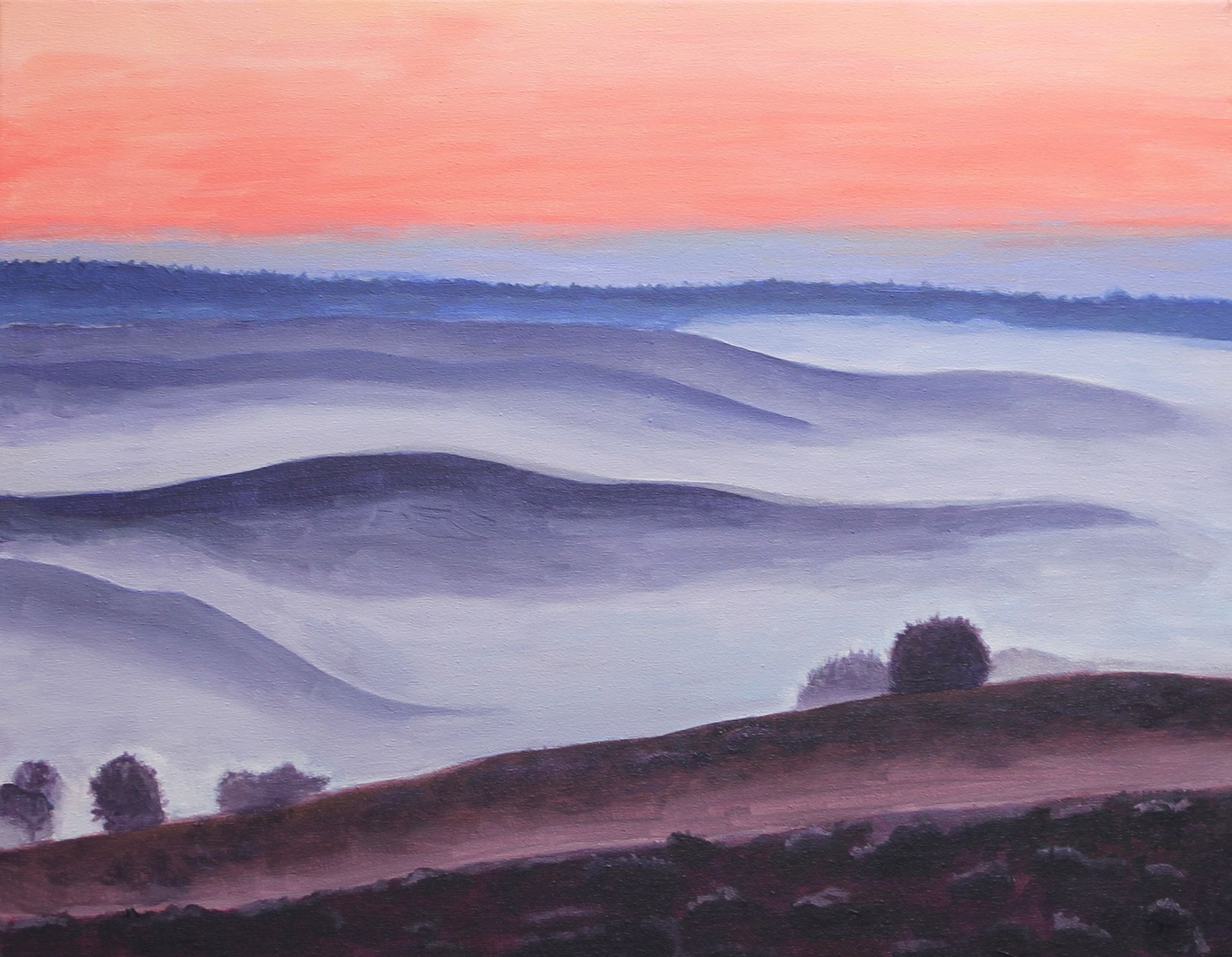 De posbank in Arnhem geschilderd op schilderdoek van 40 x 50 cm met acrylverf
