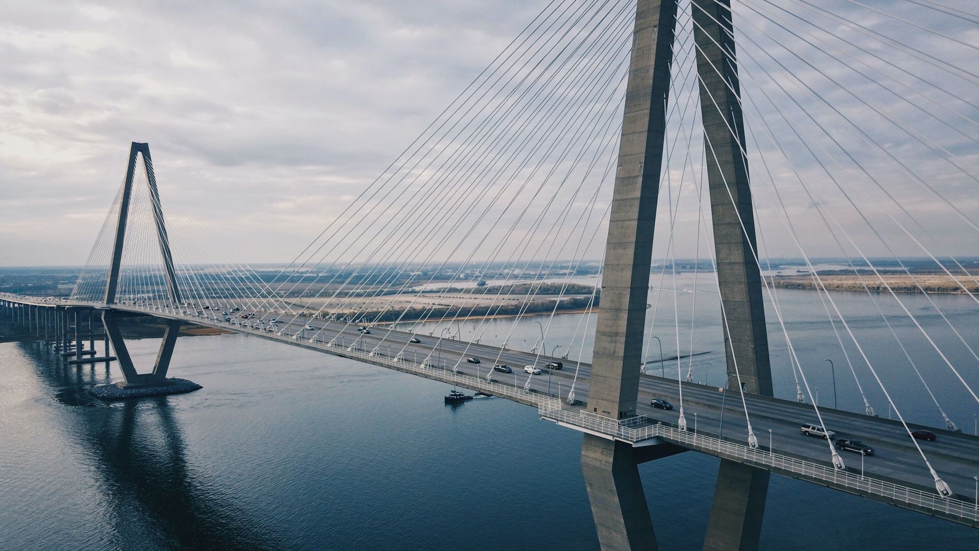 The cable-stayed Arthur Ravenel Jr. Bridge spanning the Cooper River in Charleston, South Carolina.