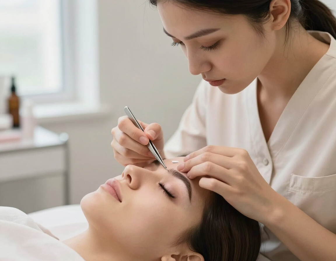 Student practising eyelash extensions