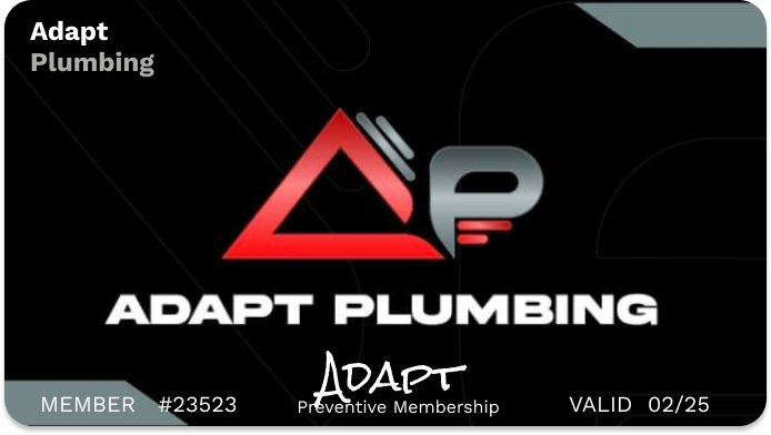 A black card that says adapt plumbing on it