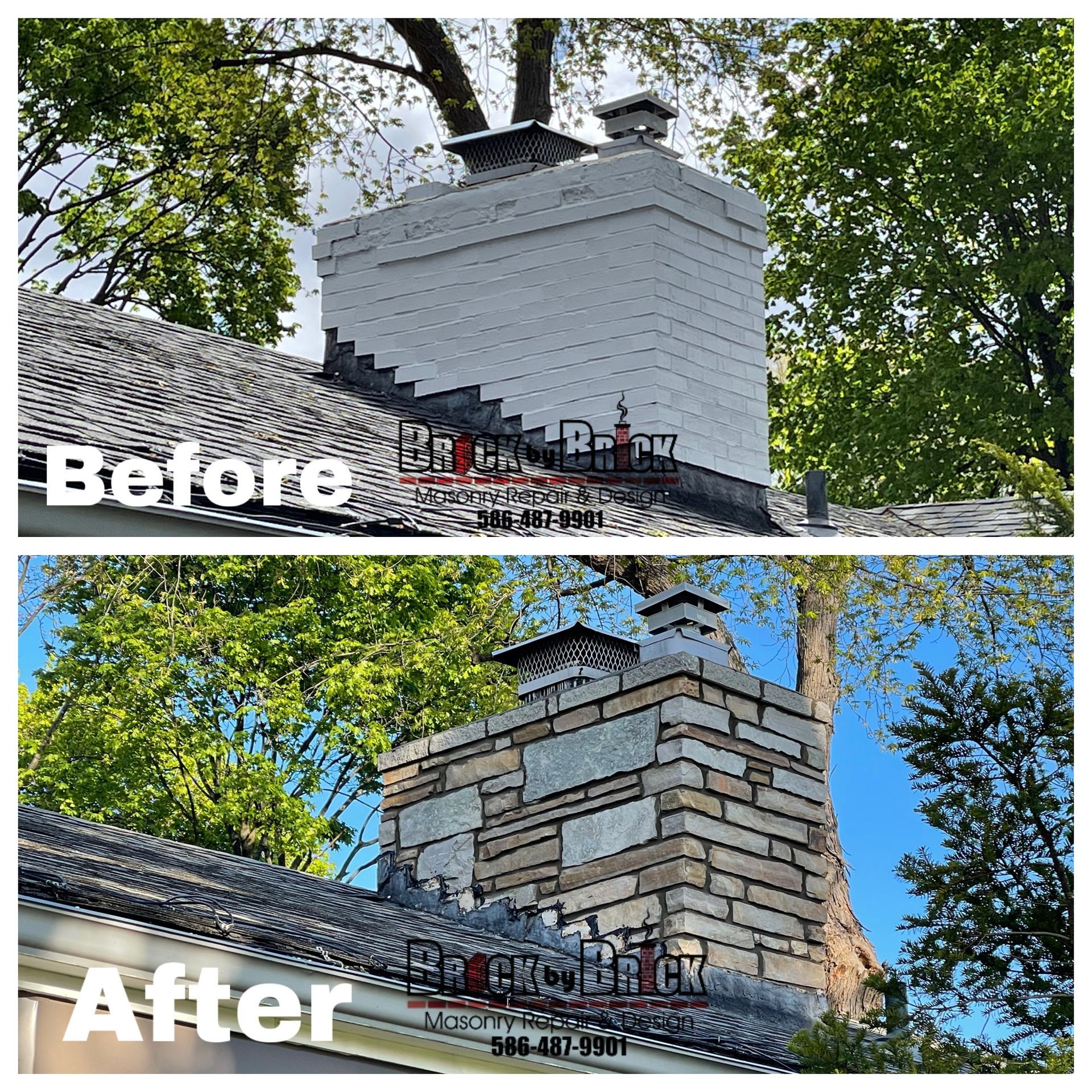 Brick Chimney Repair for Brick by Brick Masonry in Sterling Heights Mi.