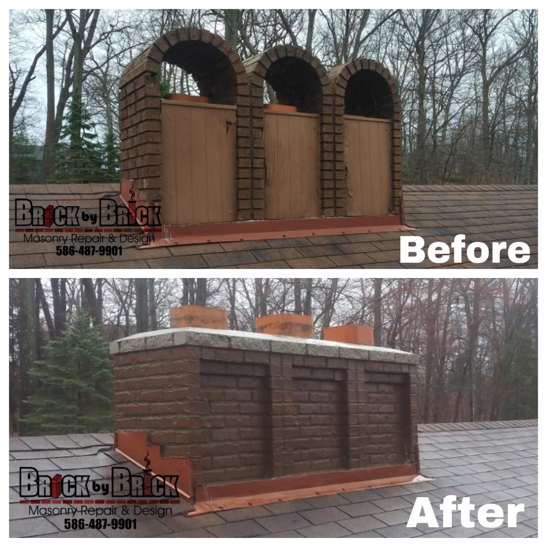 Brick Chimney Repair by Brick by Brick Masonry in Sterling Heights Mi