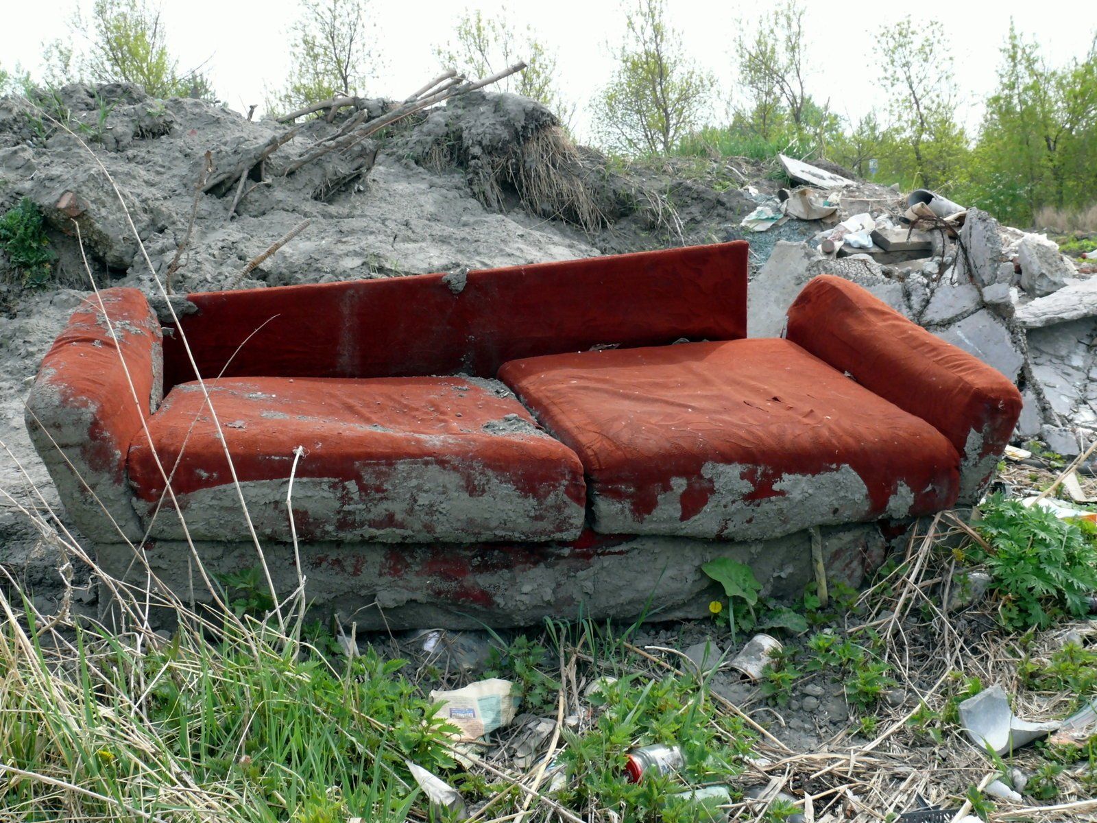 old sofa in the yard