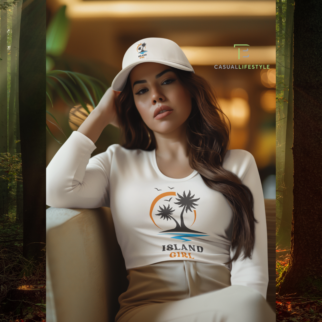 Woman in white hat and shirt with 