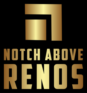 The official Notch Above Renos Logo in black and Gold.