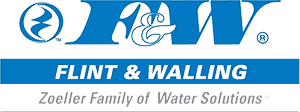 Flint & Walling logo with blue stylized letters and tagline “Zoeller Family of Water Solutions”