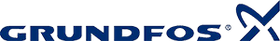 Grundfos logo in blue with stylized water droplet icon