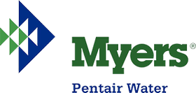 Myers Pentair Water logo with blue-green geometric emblem and green text