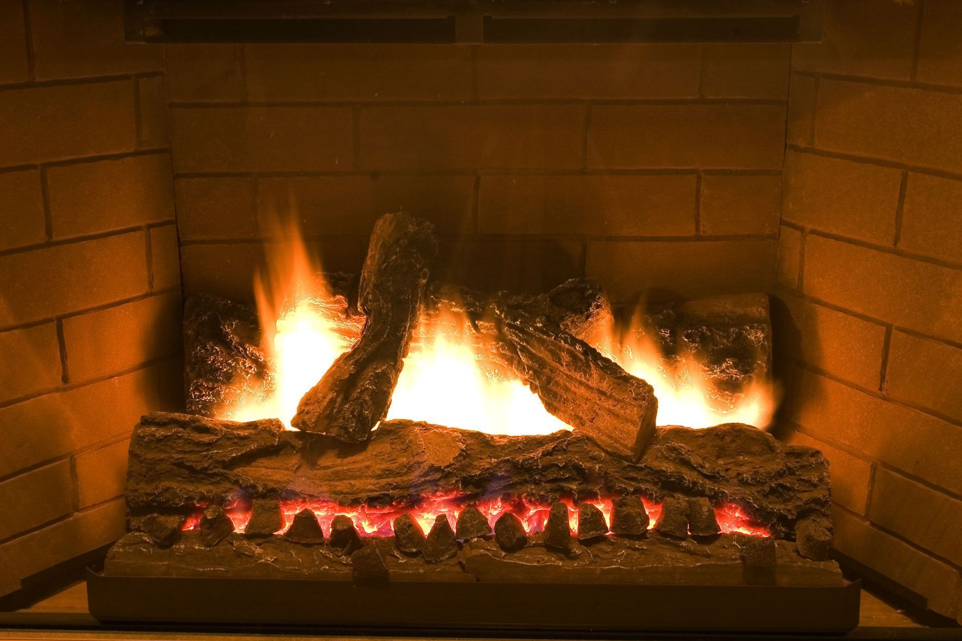 burning wood in a fireplace