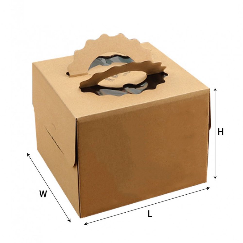 Paper Cake Box with Handle (Kraft)