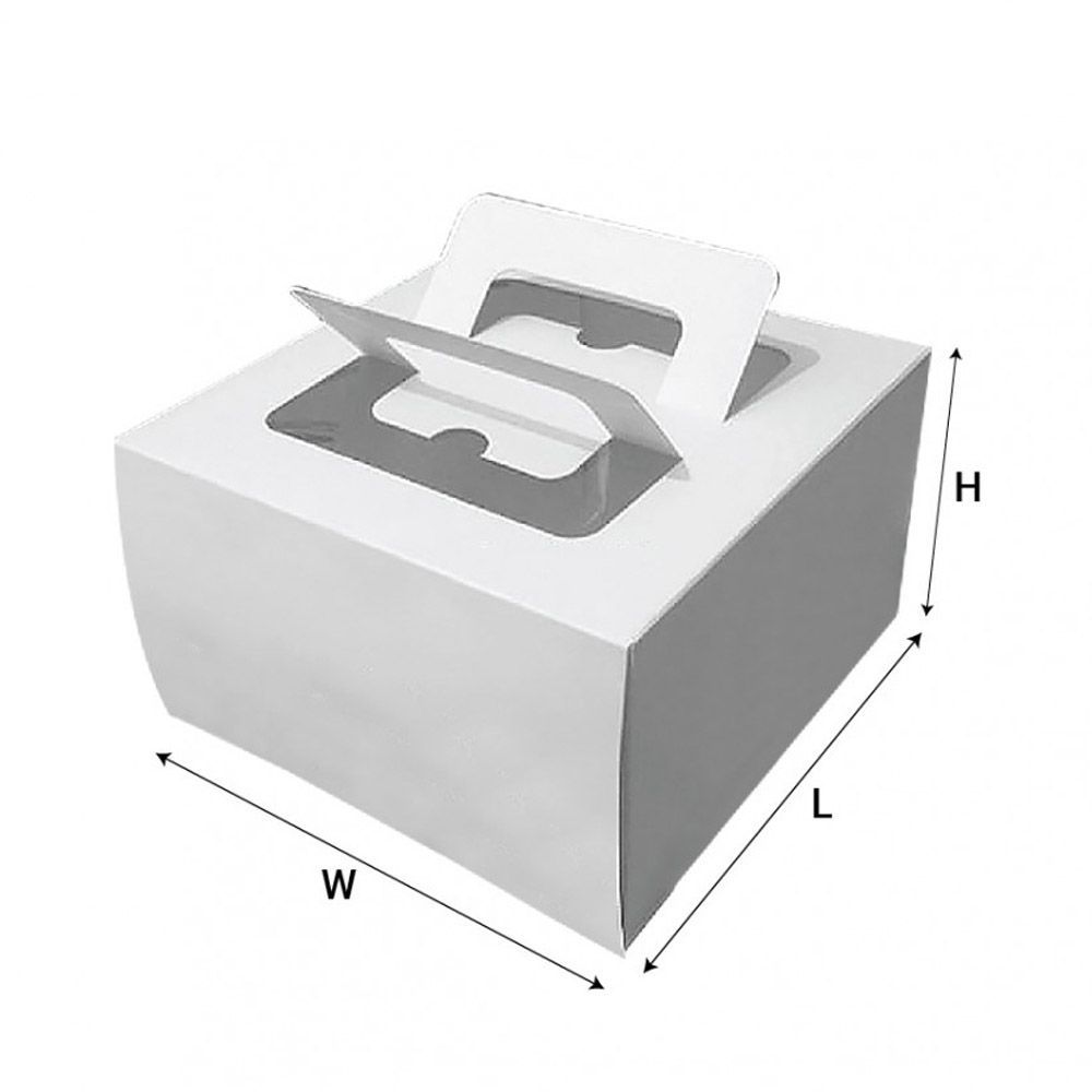 Paper Cake Box with Handle (White)