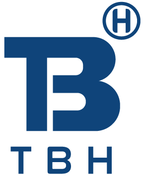 Blue TBH logo with a circular