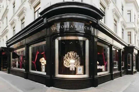 a victoria 's secret store is on the corner of a building
