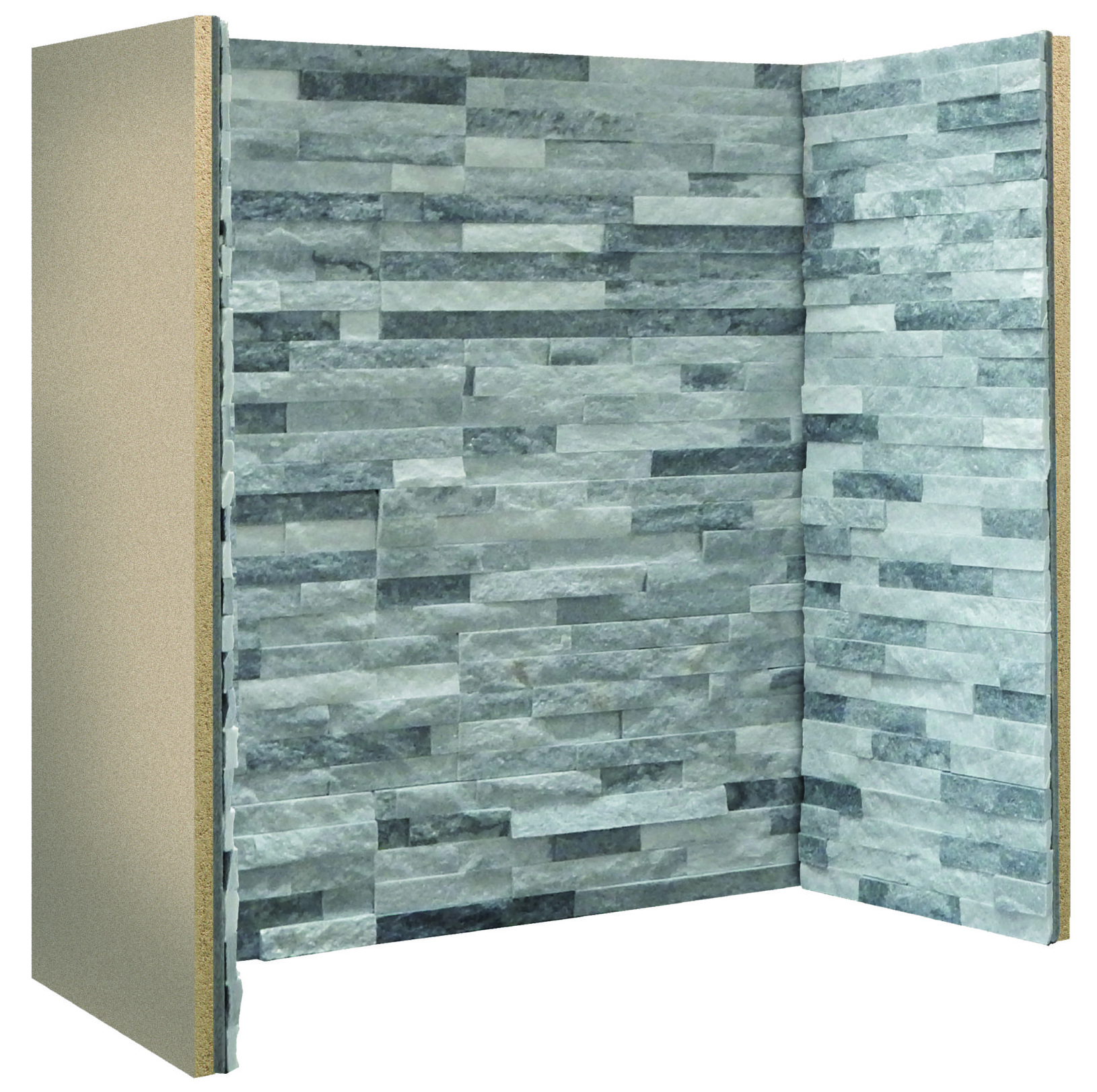 Grey White Staggered Slate Chamber