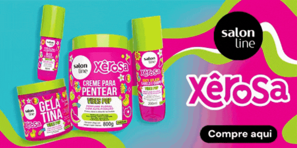 Produtos da linha Xêrosa da Salon Line com embalagens coloridas, disponíveis na Lívia Distribuidora.