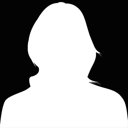 White silhouette of a person’s upper body on a black background