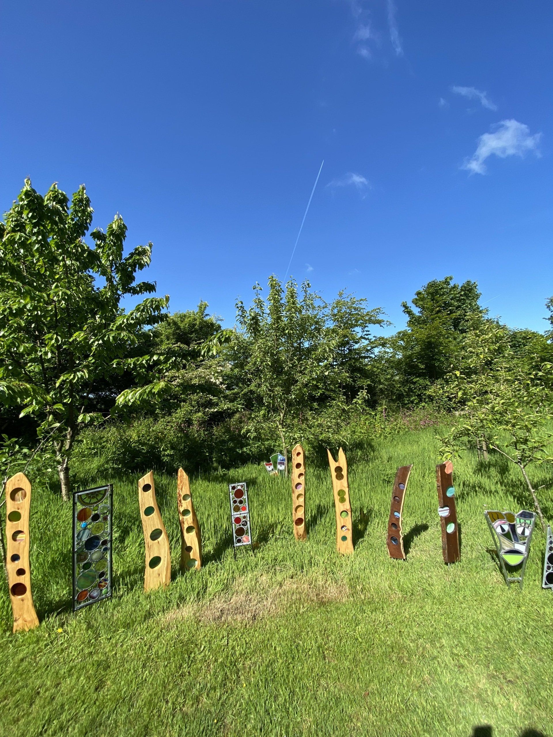 Lucian Stained Glass, Wood and Glass Garden Sculptures