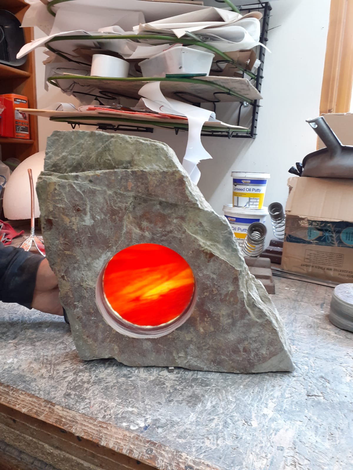 Lucian Stained Glass Stone and Glass sculptur