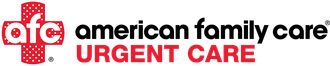 American Family Care Urgent Care logo in red and black with a red medical cross icon