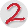 Red number 2 on a light gray circle icon