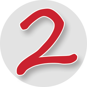Red number 2 on a light gray circle background