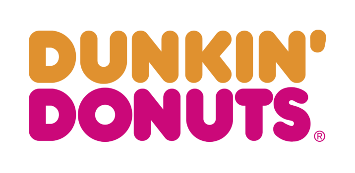 Dunkin’ Donuts logo in orange and pink text on a white background