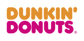 Dunkin’ Donuts logo in orange and pink text on a white background