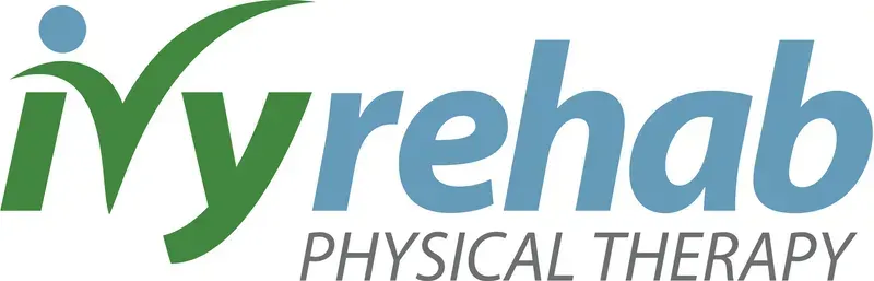 Myrehab Physical Therapy logo in green and gray with stylized human figure and leaf