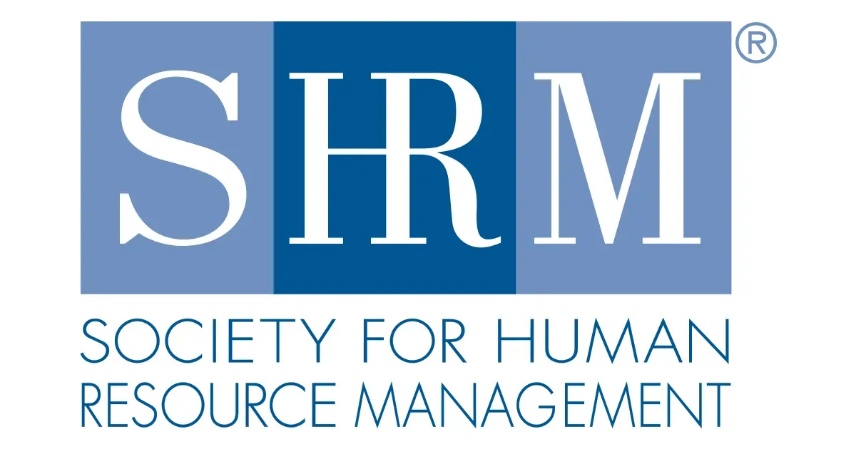 SHRM logo: blue and white letters with “Society for Human Resource Management” beneath.