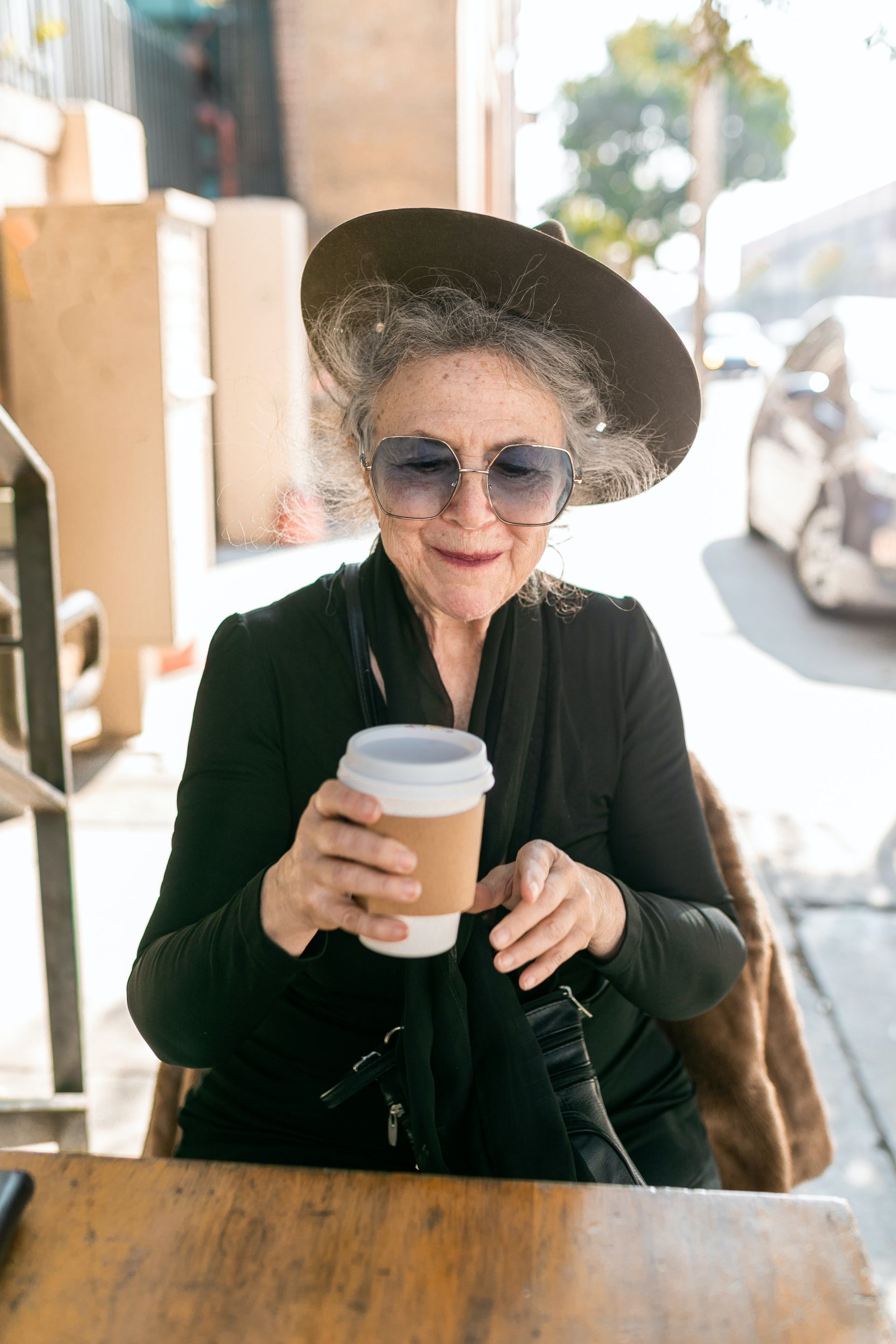 Woman drinking coffee