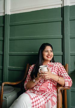 Woman drinking coffee