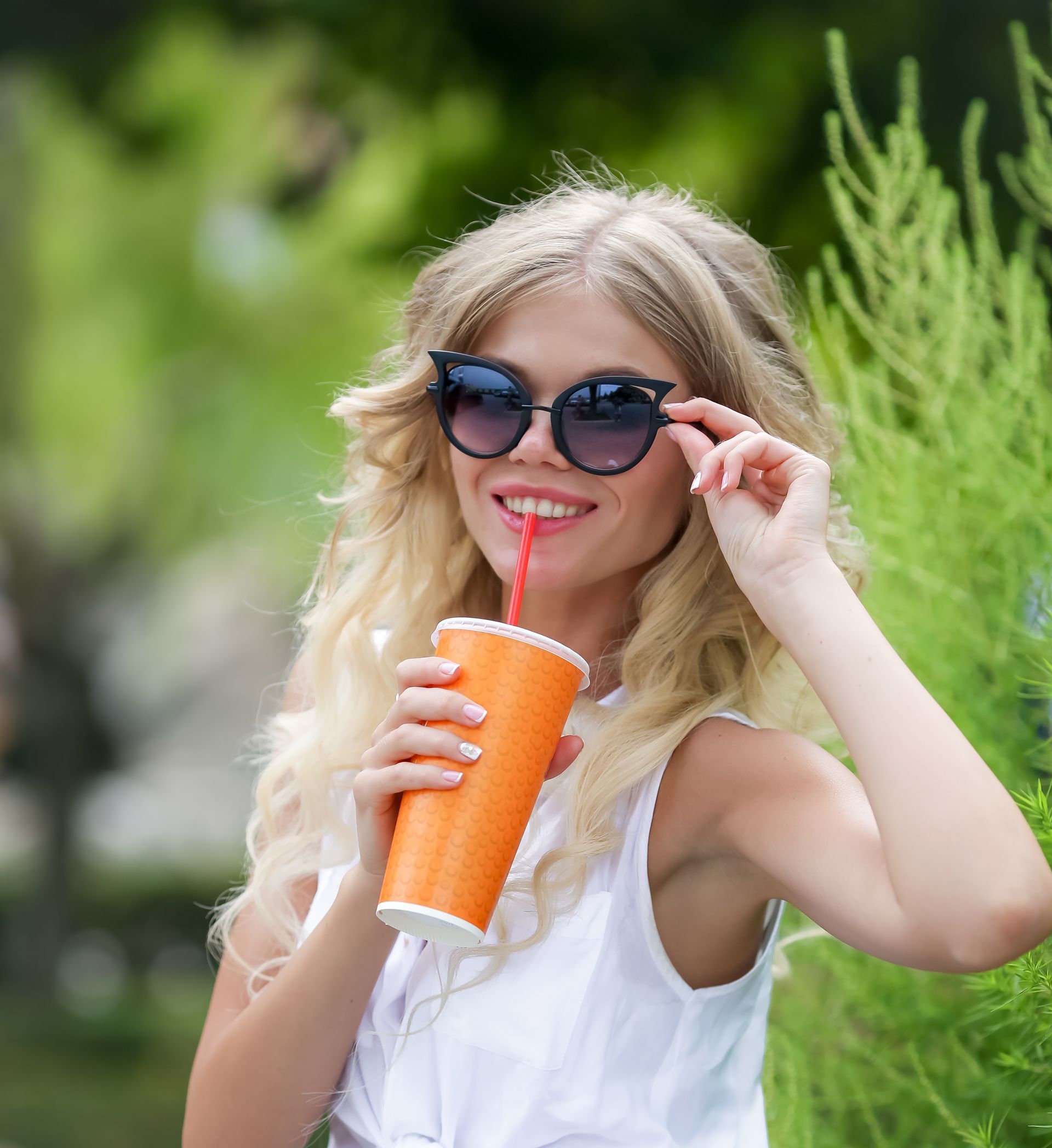 Woman drinking soda