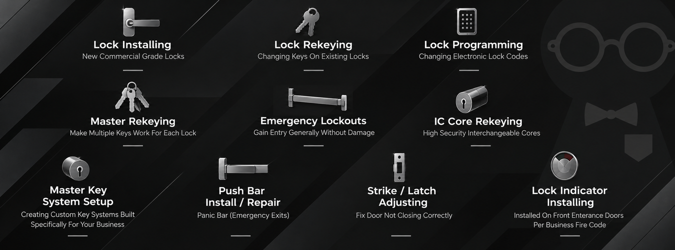 Black infographic showing 10 labeled safety or hazard icons on a dark background