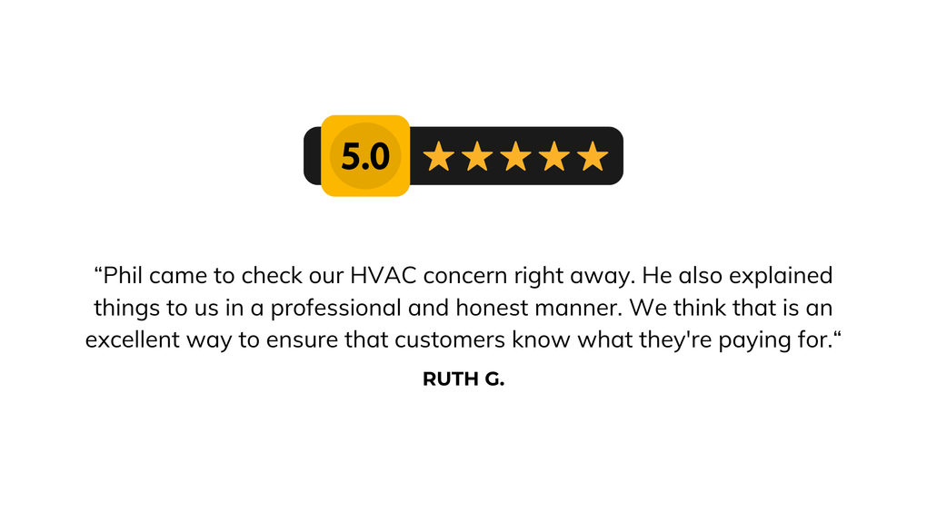 5.0 star rating with a customer quote praising friendly, professional service and honest care.